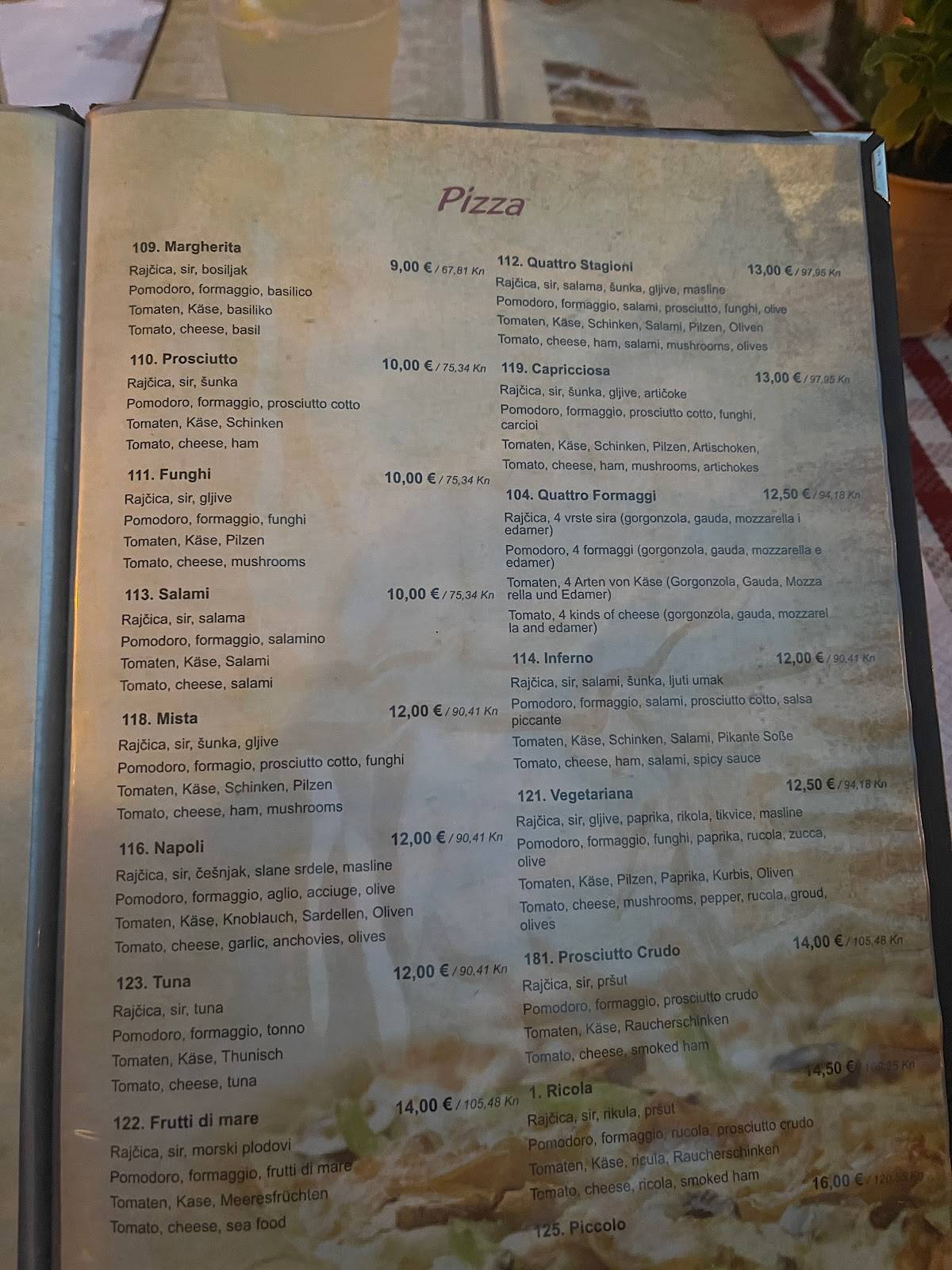 Menu di Pizzeria Napoli 