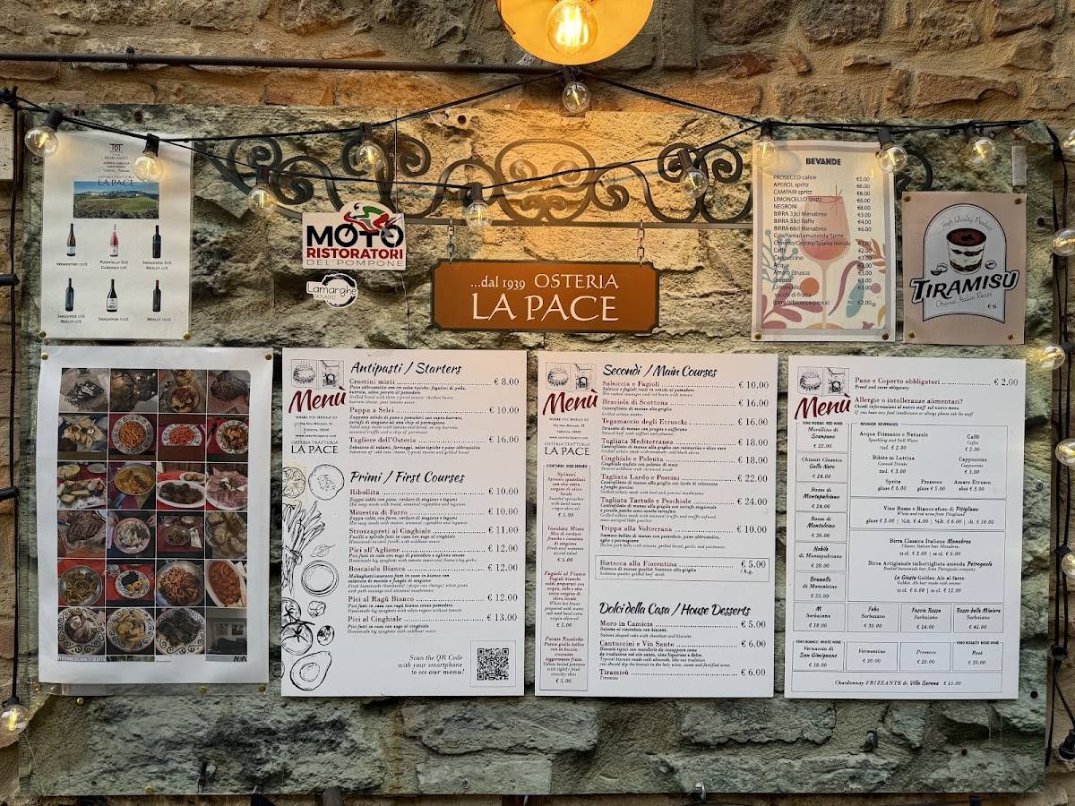 Menu di Osteria La Pace Volterra 