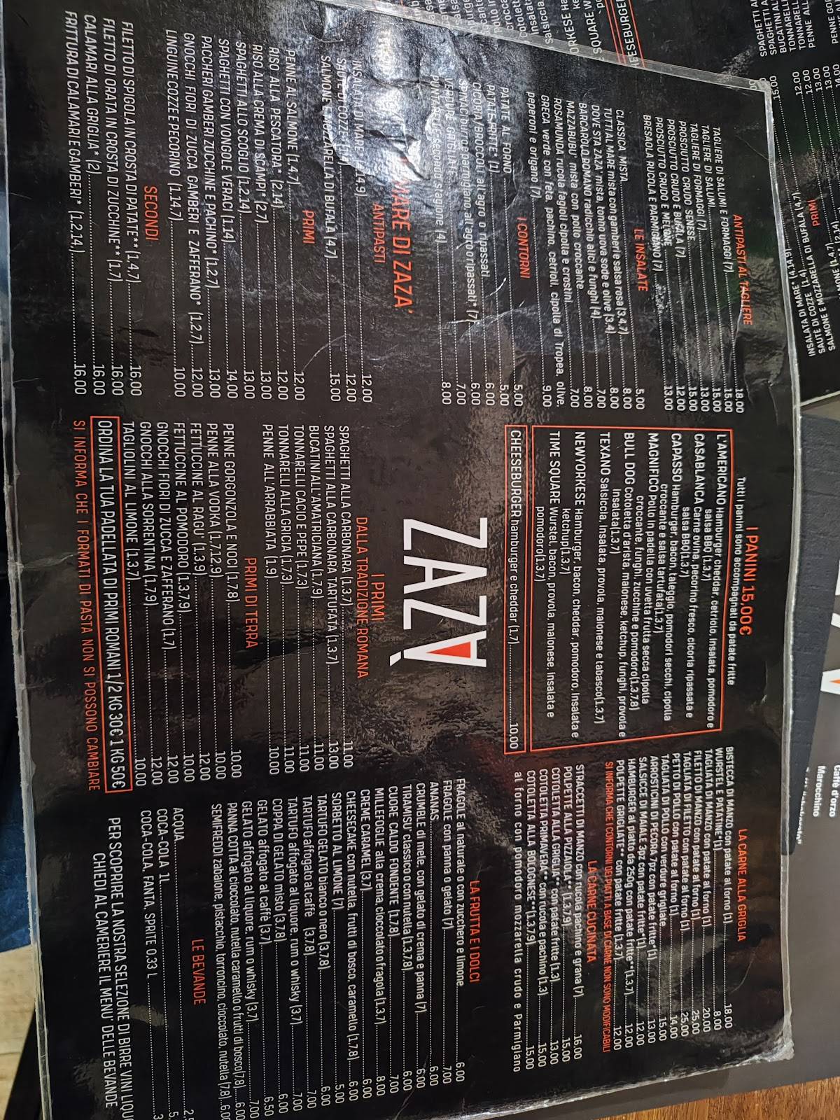 Menu di Osteria Zazà 