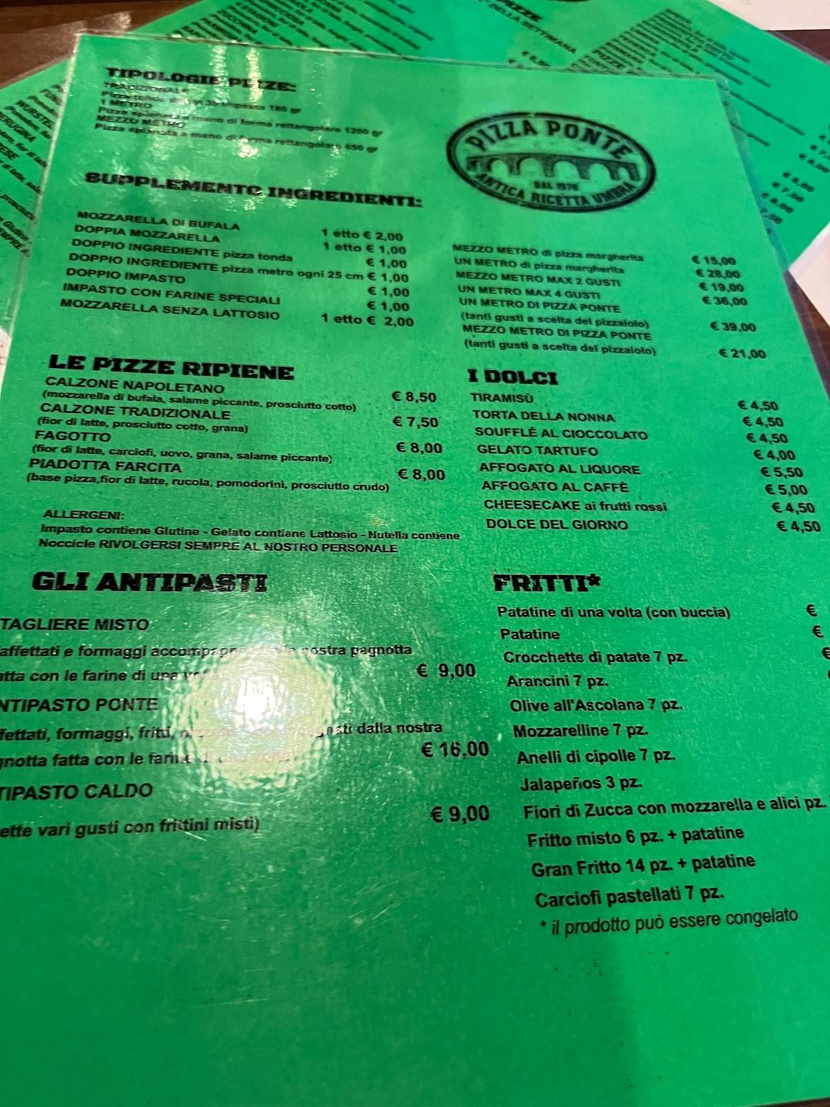 Menu di pizzaponte 