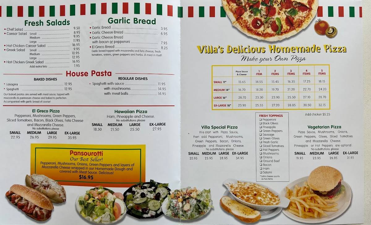 Menu at Pizza Villa & Pasta House pizzeria, Bridgenorth