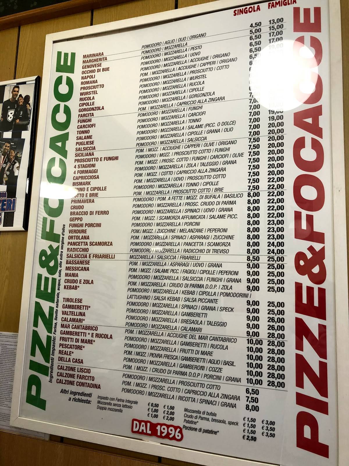 Menu di Pizze e Focacce di Redaelli Gian Matteo 