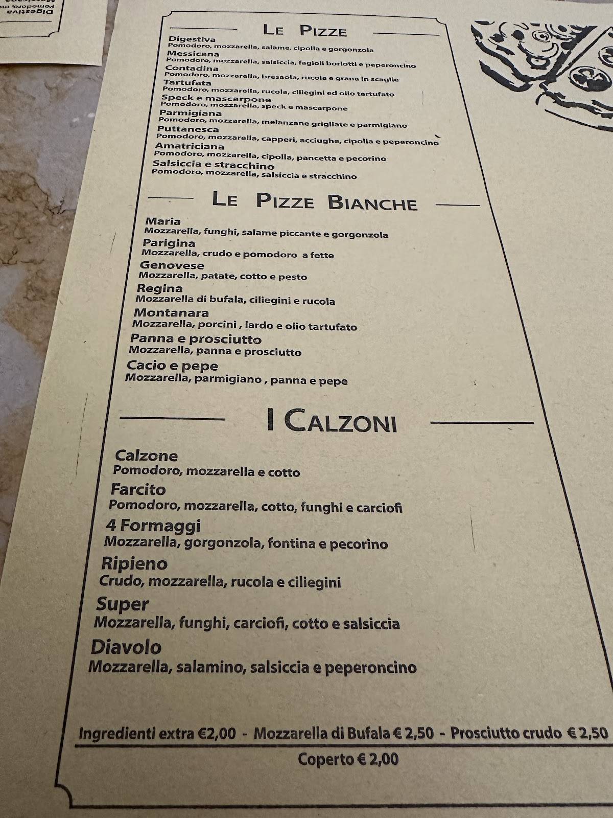 Menu di Pizzeria Da Filippo Pisa 