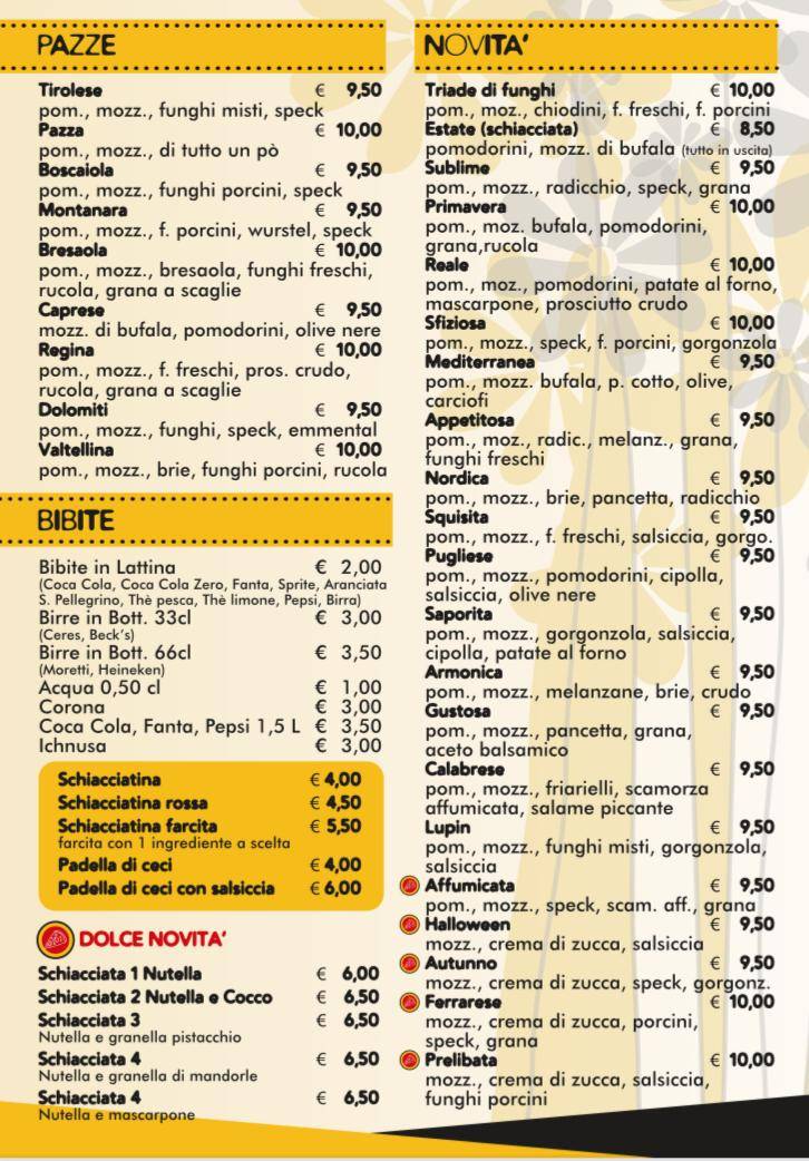 Menu di Pizzeria I Maggio di Bondanelli Michela 