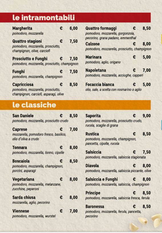 Menu di Pizzeria Smile 