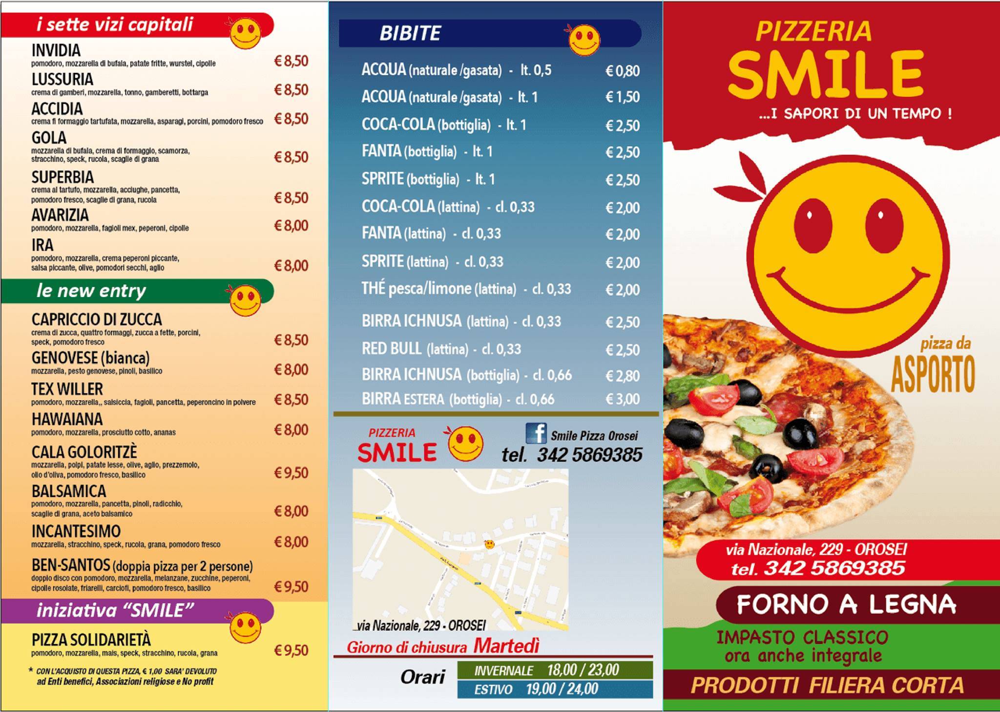 Menu di Pizzeria Smile 