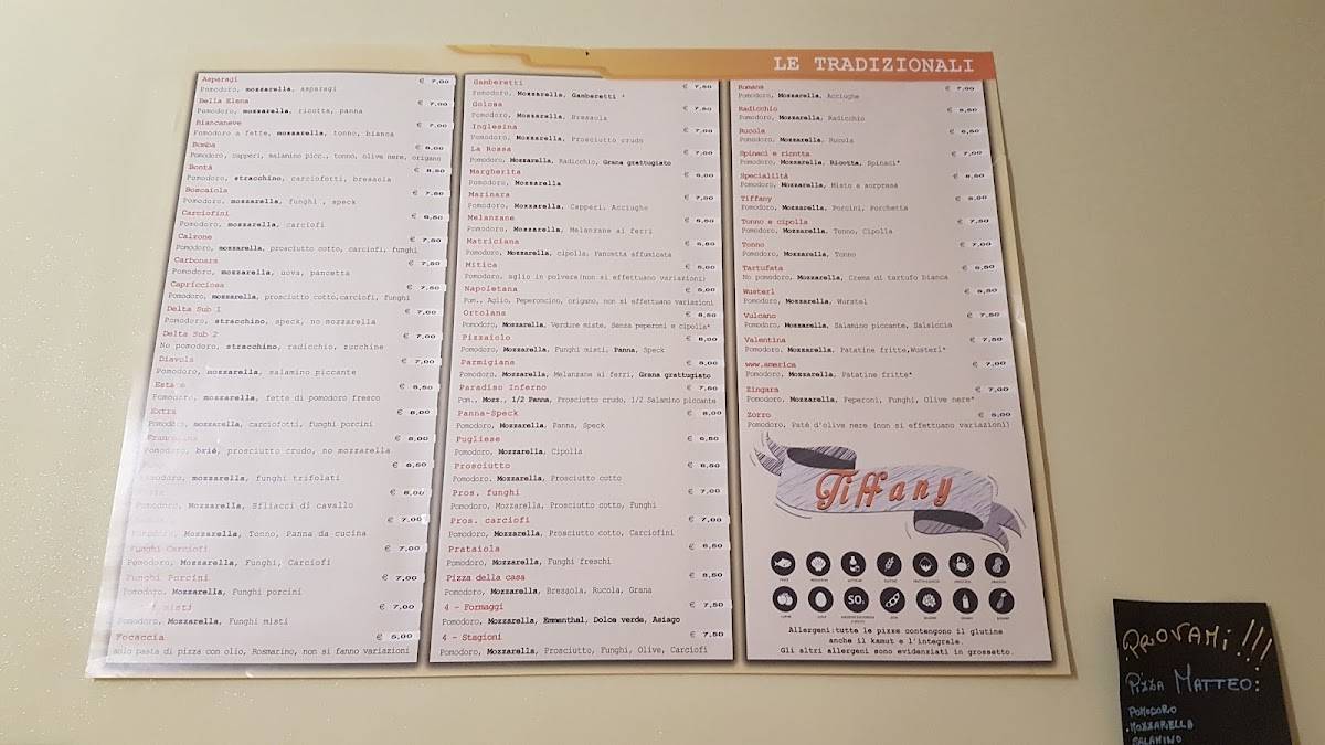 Menu di Pizzeria Tiffany Adria 