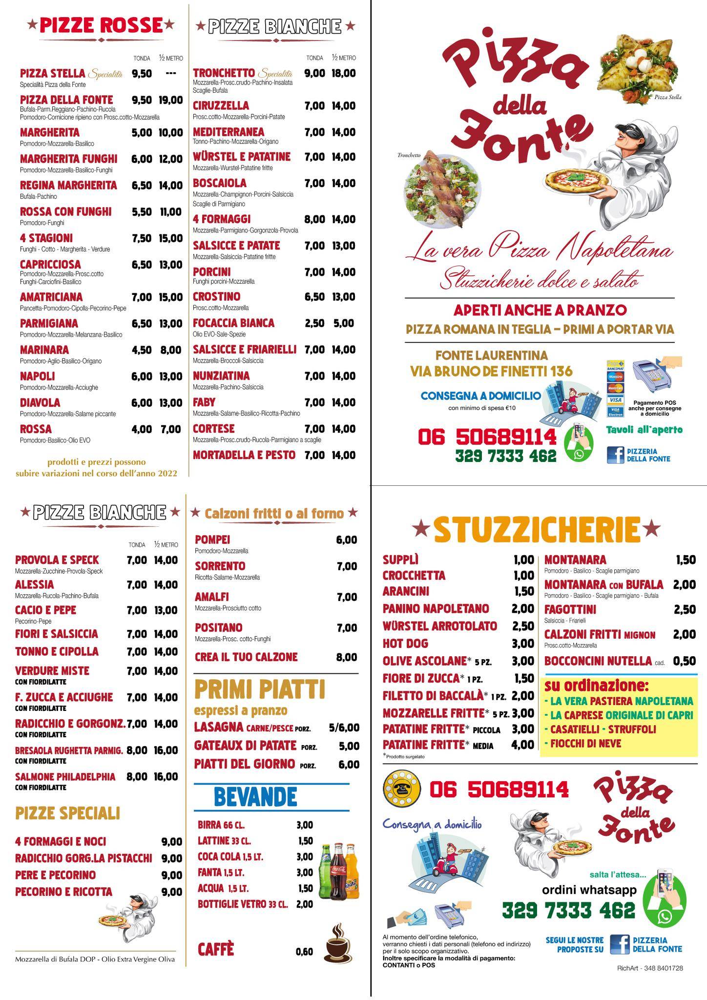 Menu di Pizzeria della Fonte 