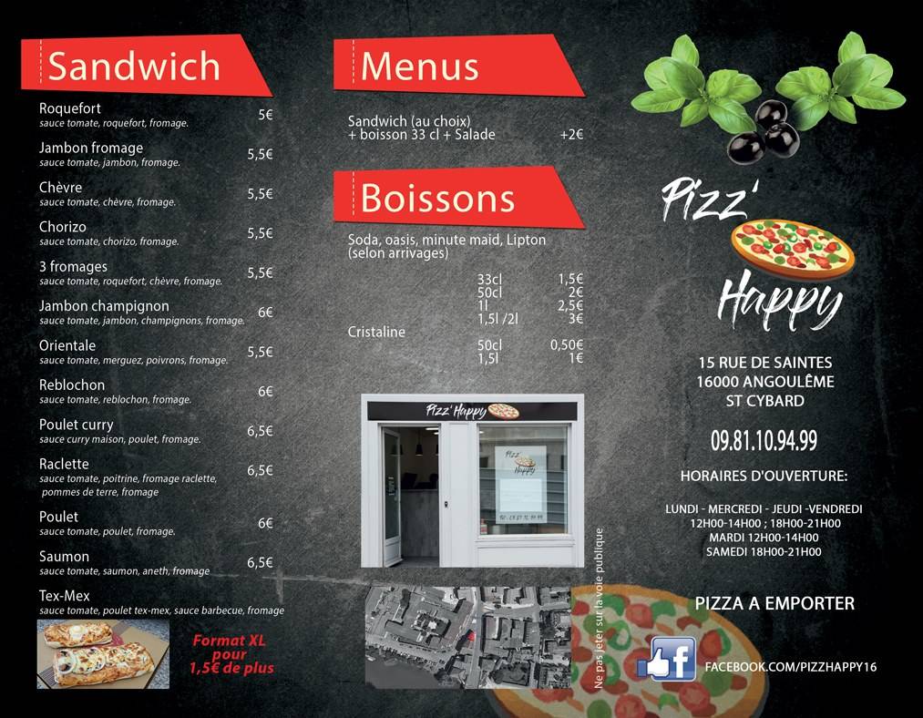 Menu de Pizz'happy
