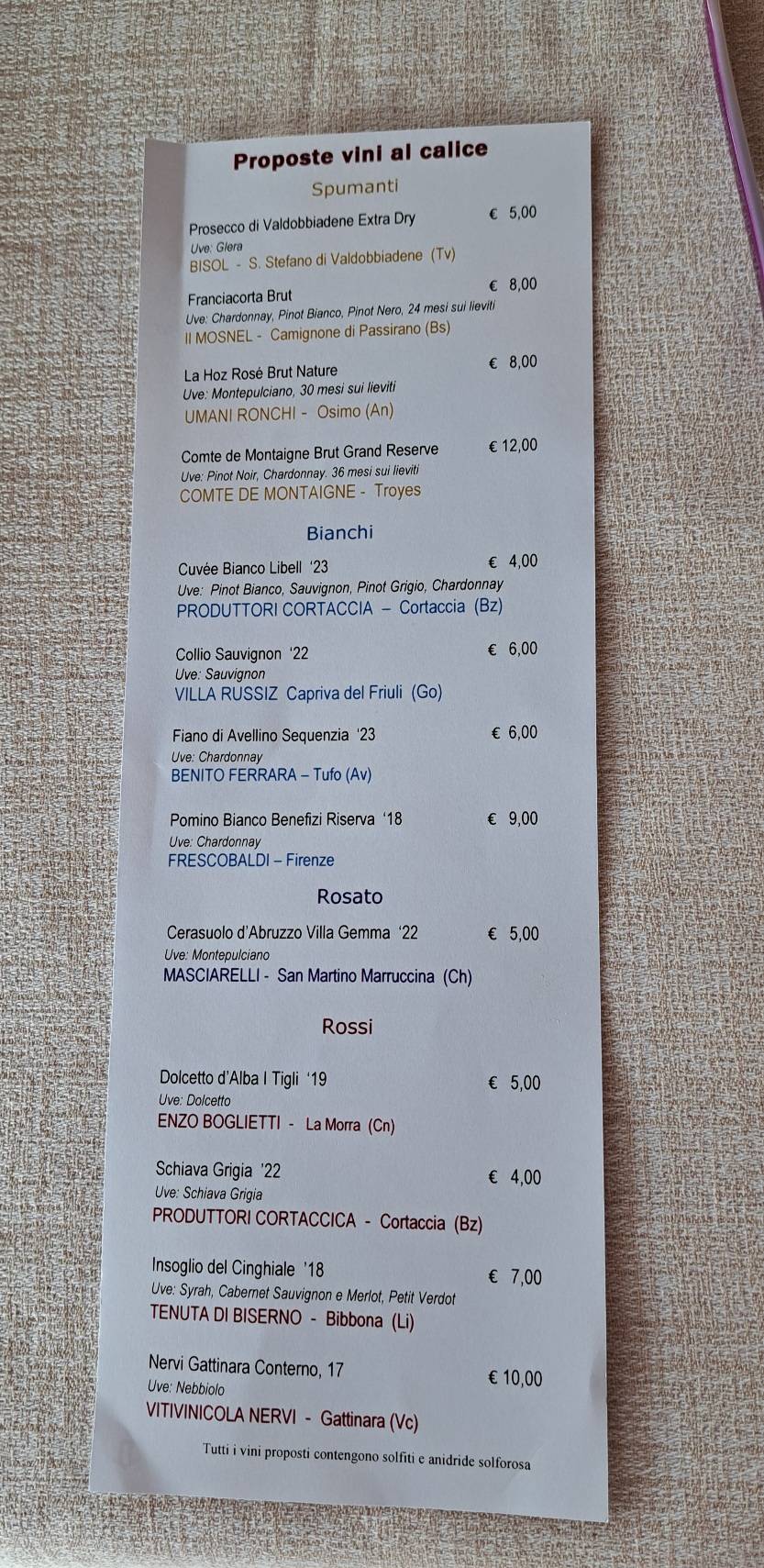 Menu di Ristorante Da Rosa 