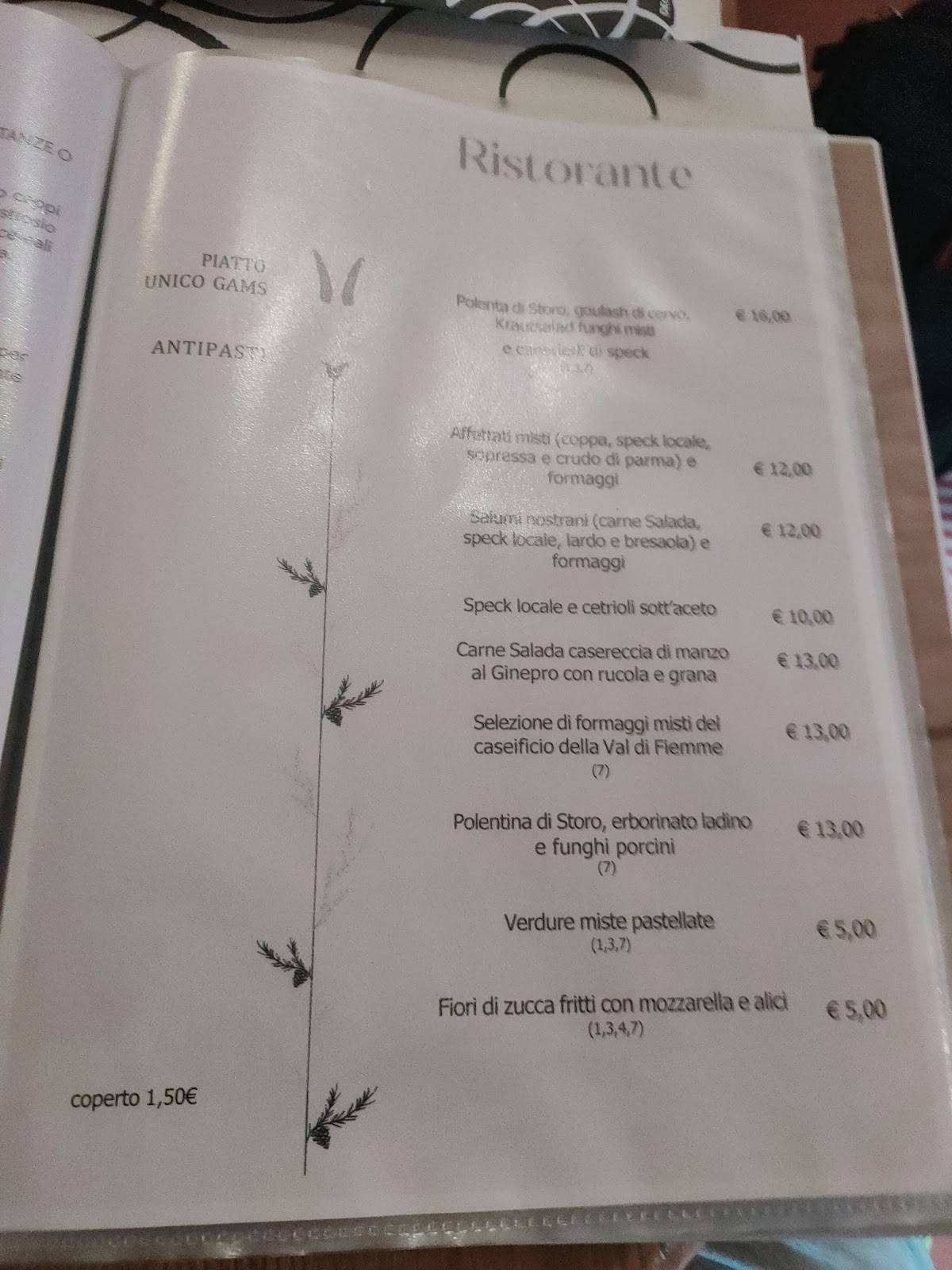 Menu di Ristorante Pizzeria Gams 