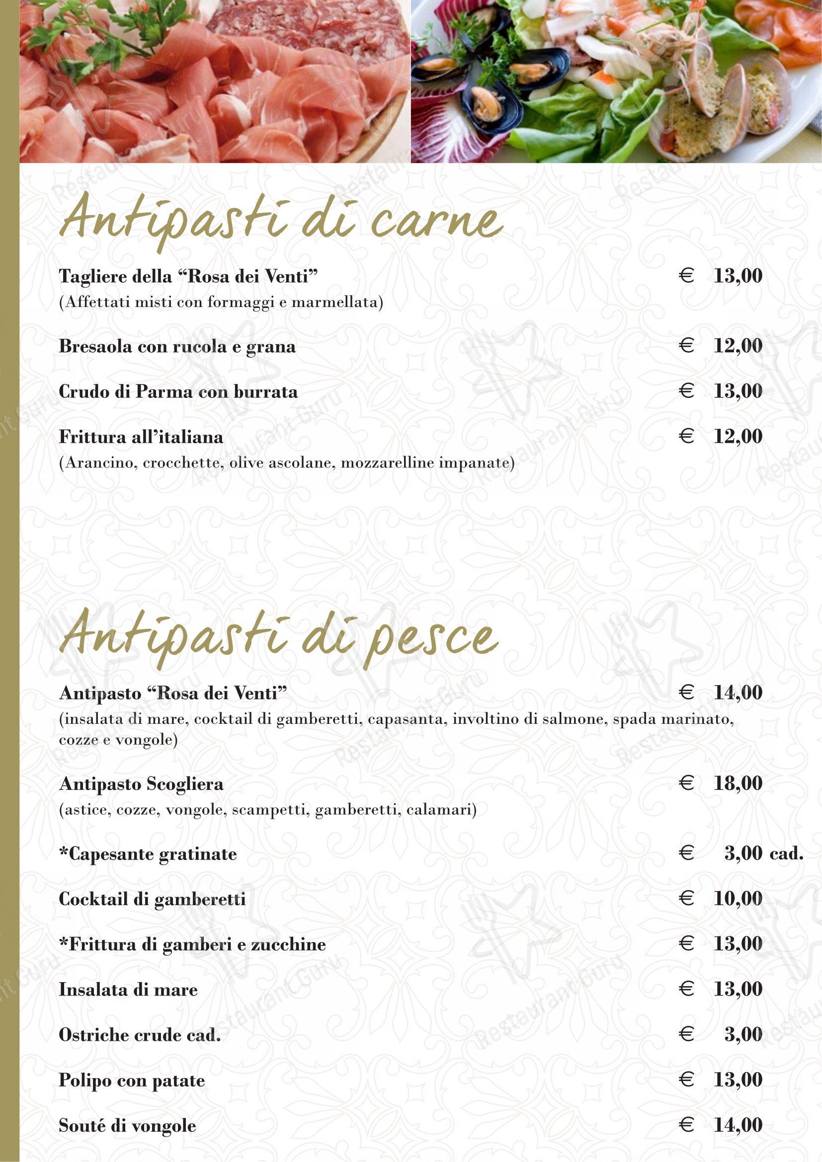Pizzeria Ristorante La Rosa dei Venti in Rezzato - Menu bar