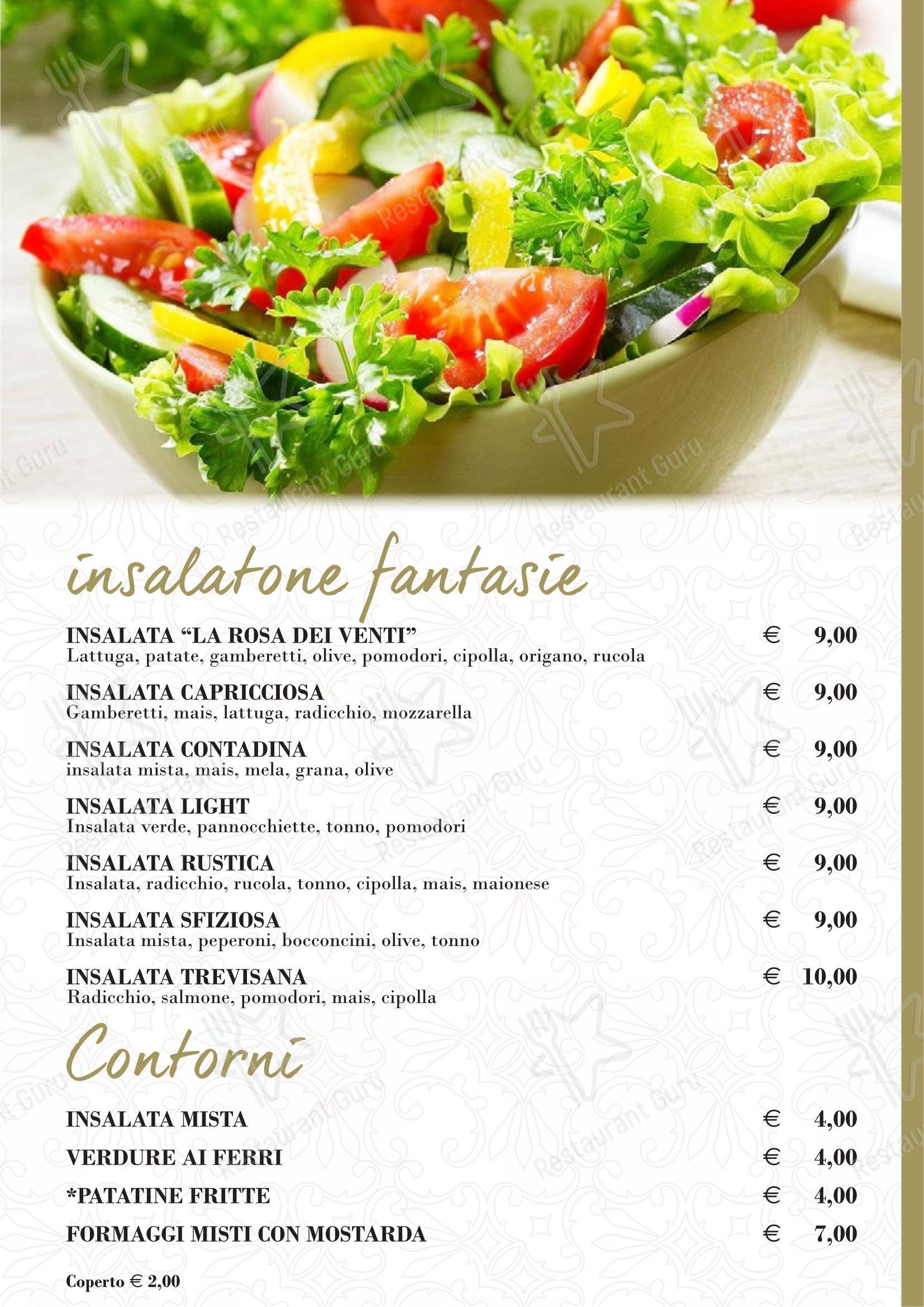 Menu bar per Pizzeria Ristorante La Rosa dei Venti in Rezzato