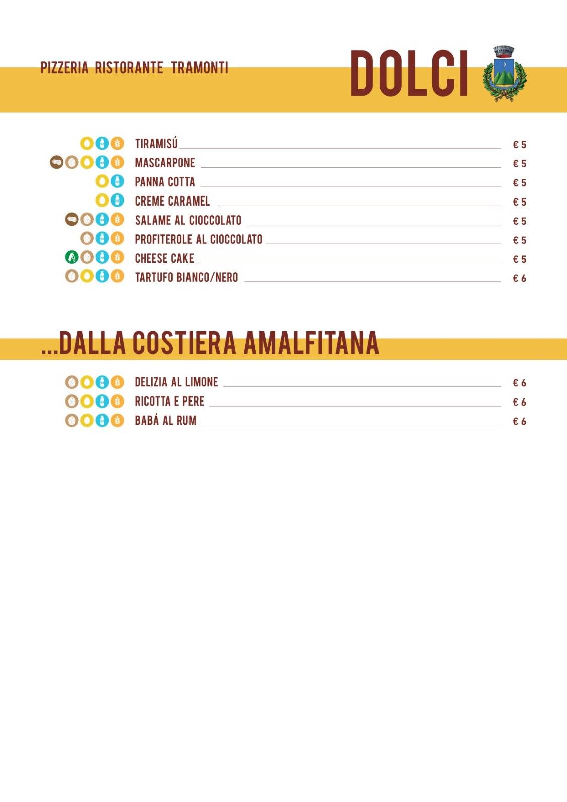 Menu di Pizzeria Ristorante Tramonti Modena 