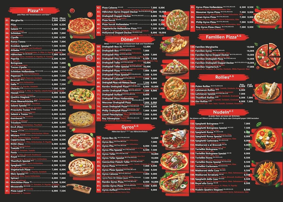 Menu de Pizzeria Royal Mesum