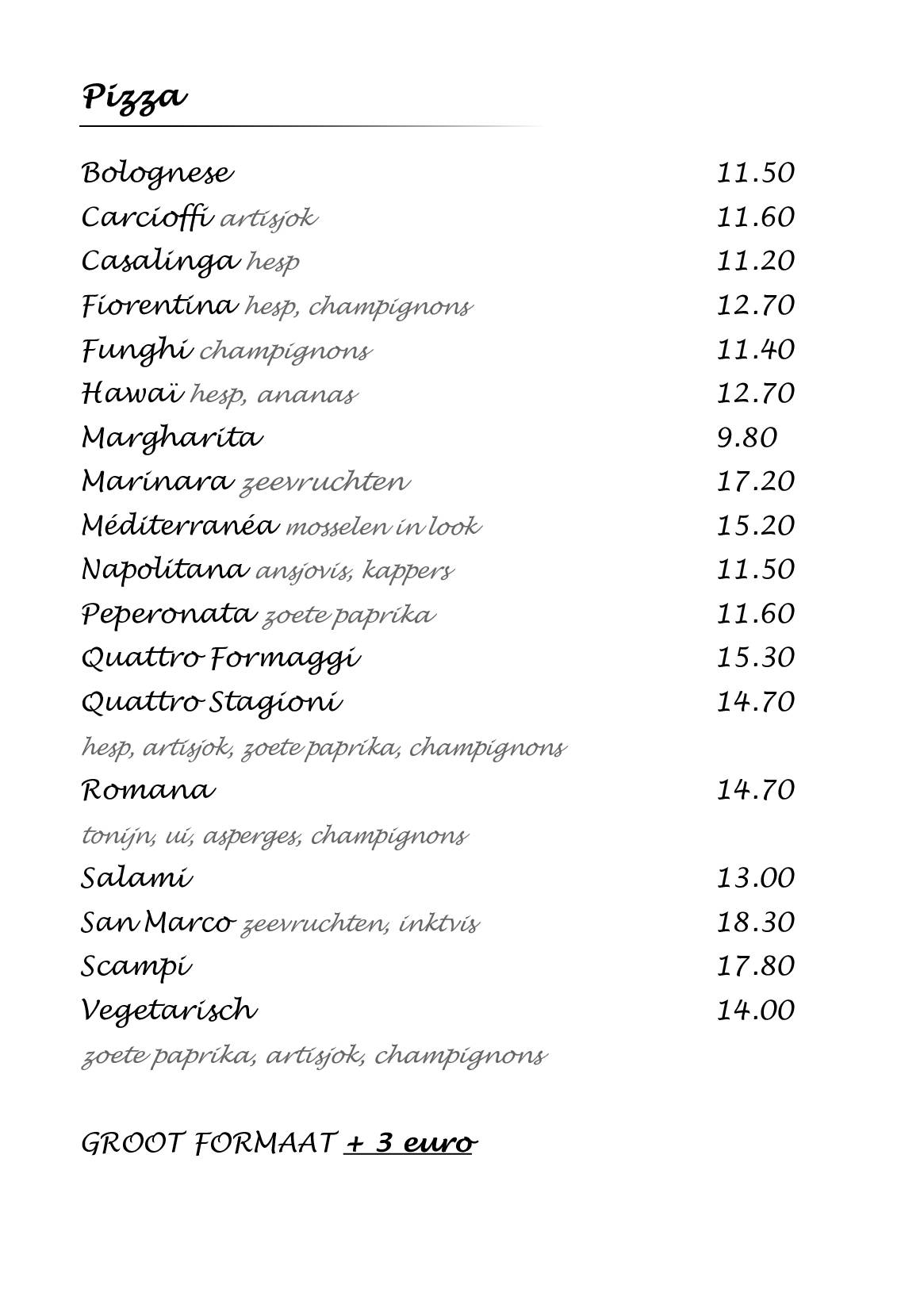 Menu de San Marco Roeselare