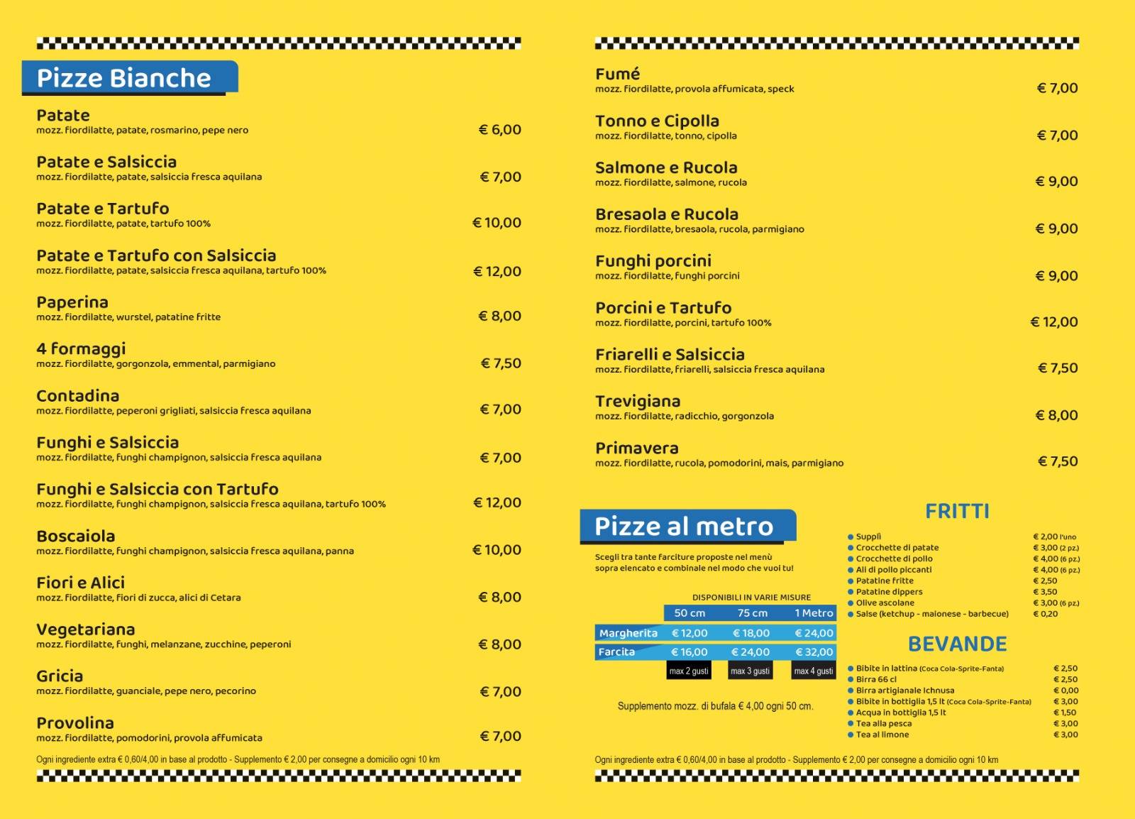 Menu di Taxi Pizza 