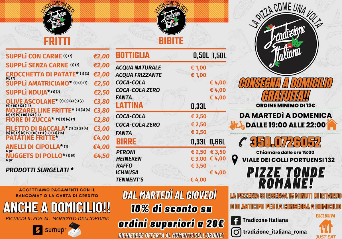 Menu di Pizzeria Tradizione Italiana 