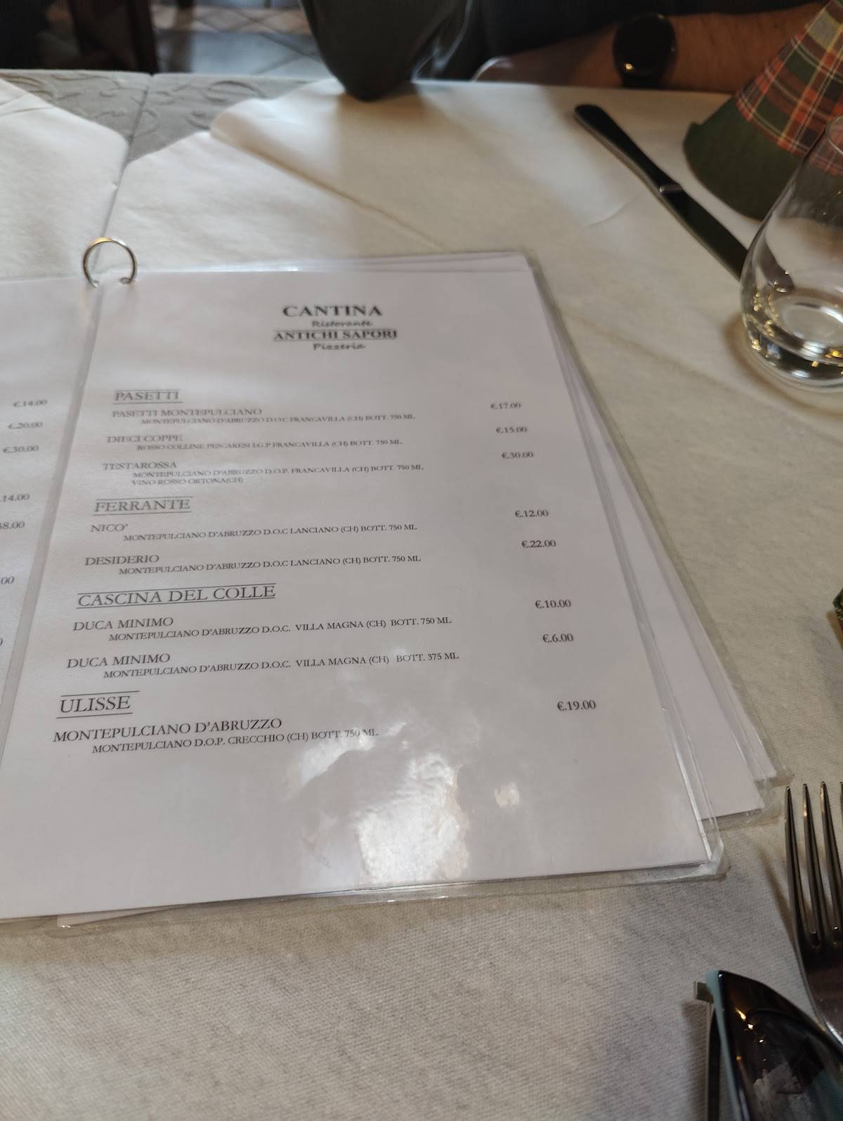 Menu di Pizzeria Trattoria Antichi Sapori Con Forno A Legna E Cucina Tipica 