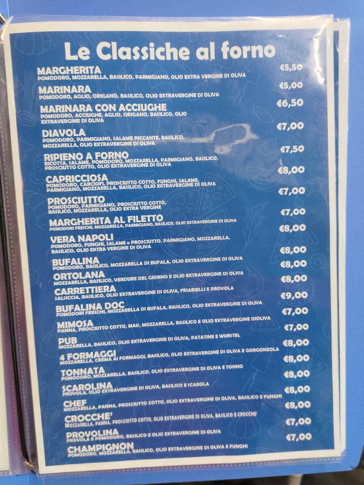 Menu di Pizzeria Vincenzo Costa Napoli 