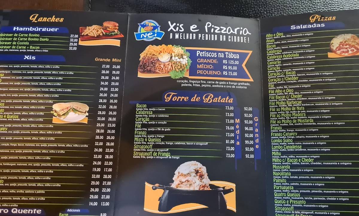 Xis e Pizzaria Nei cardápio