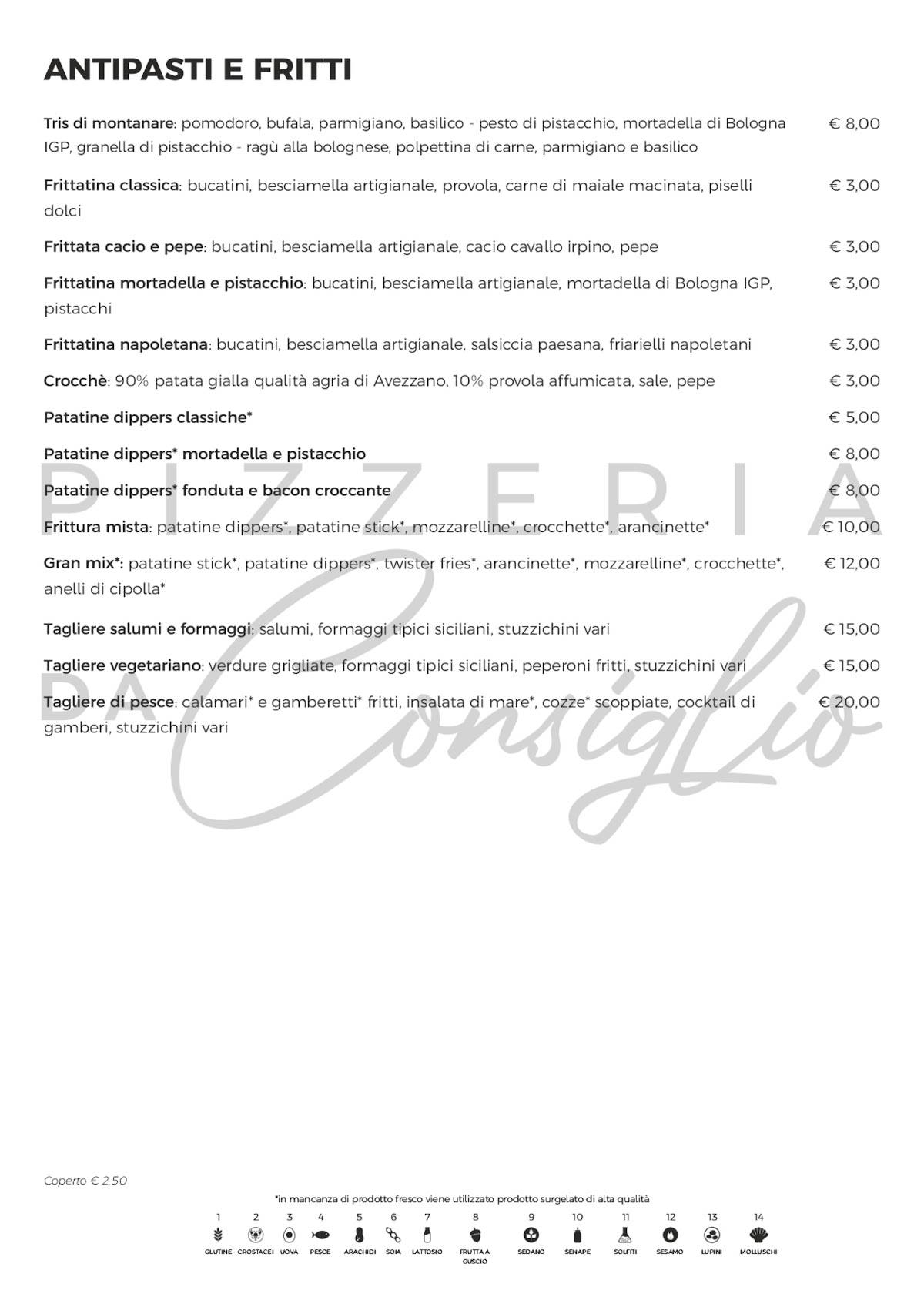 Menu di Pizzeria Da Consiglio 