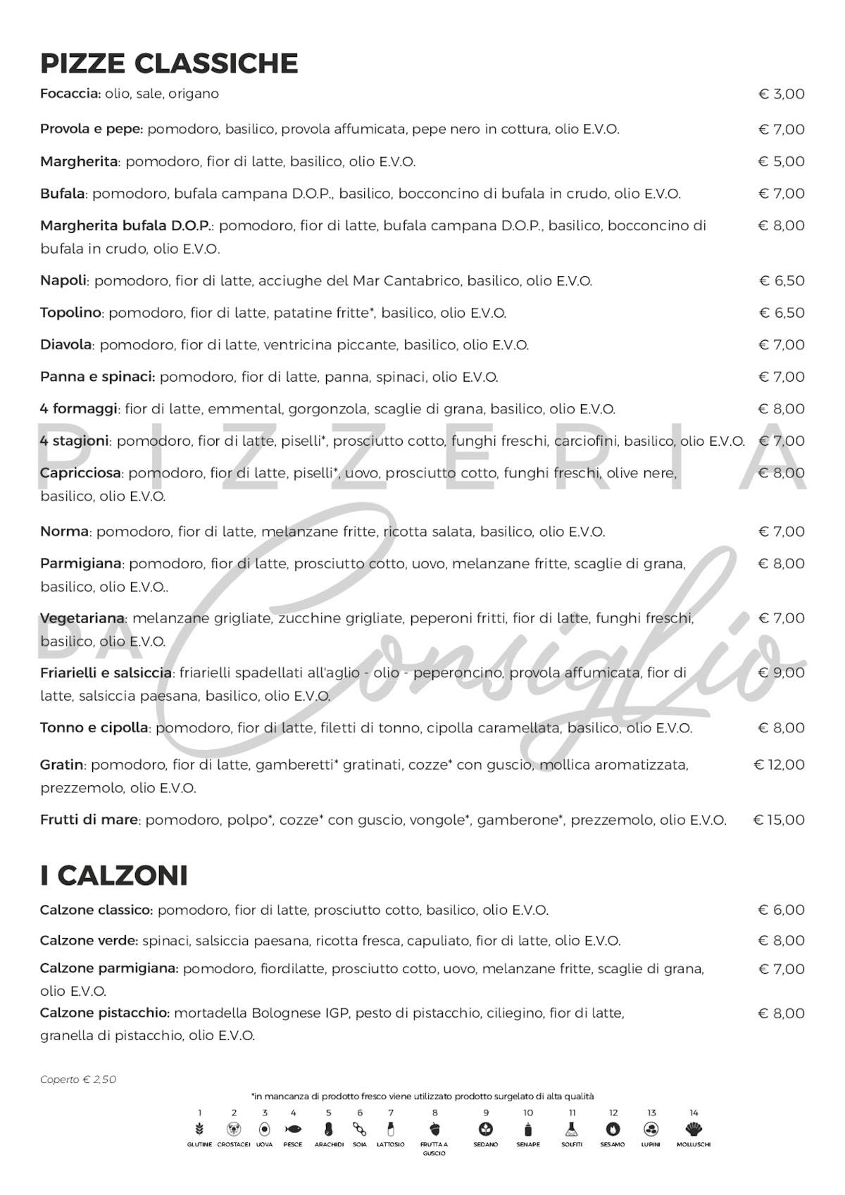 Menu di Pizzeria Da Consiglio 