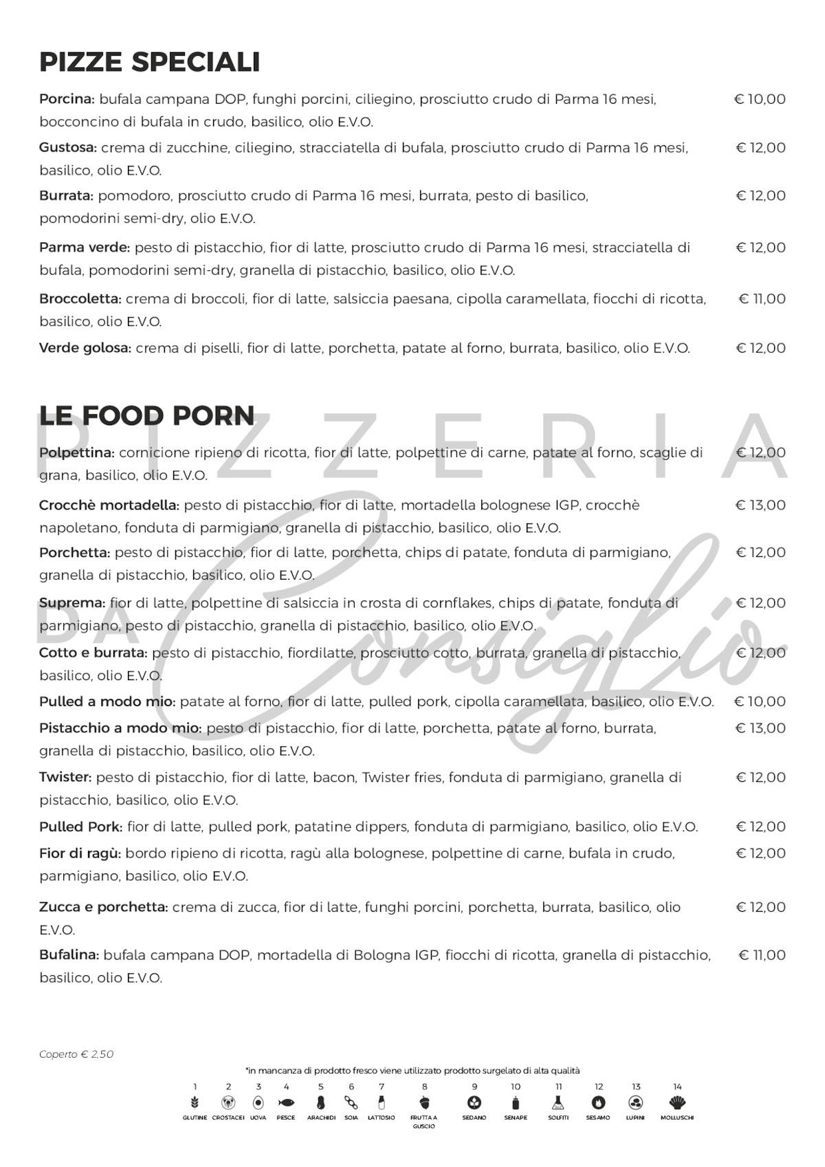 Menu di Pizzeria Da Consiglio 