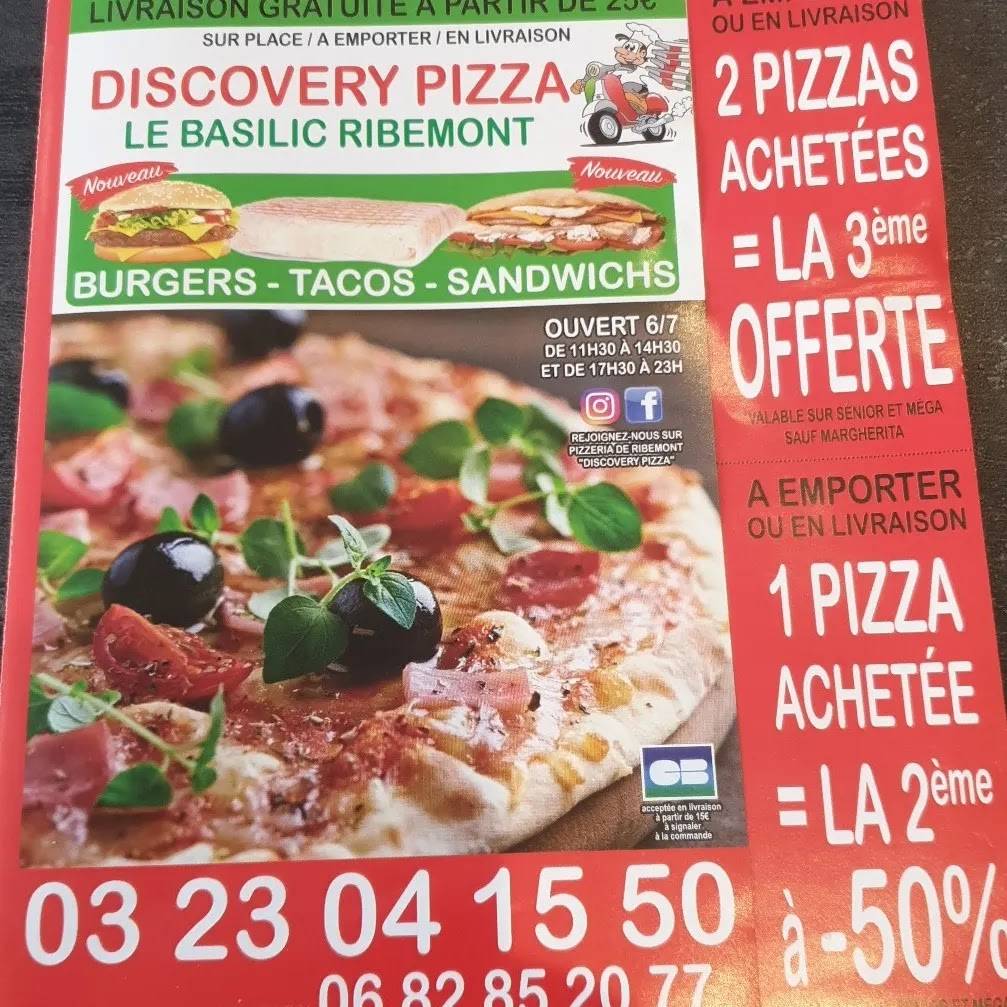Menu de Pizzeria de Ribemont Discovery Pizza/Le Basilic