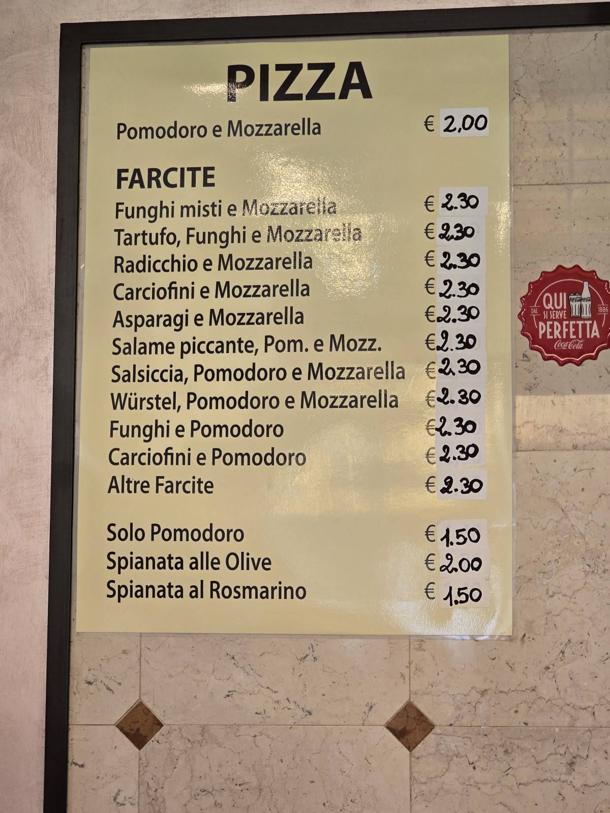 Menu di Pizzeria del Secolo 
