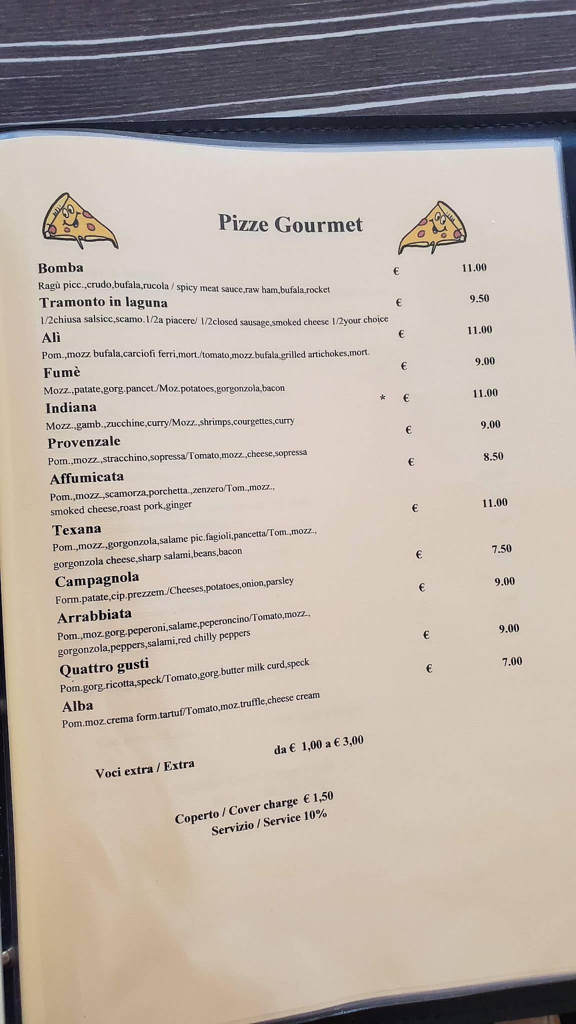 Menu di Pizzeria miramare 