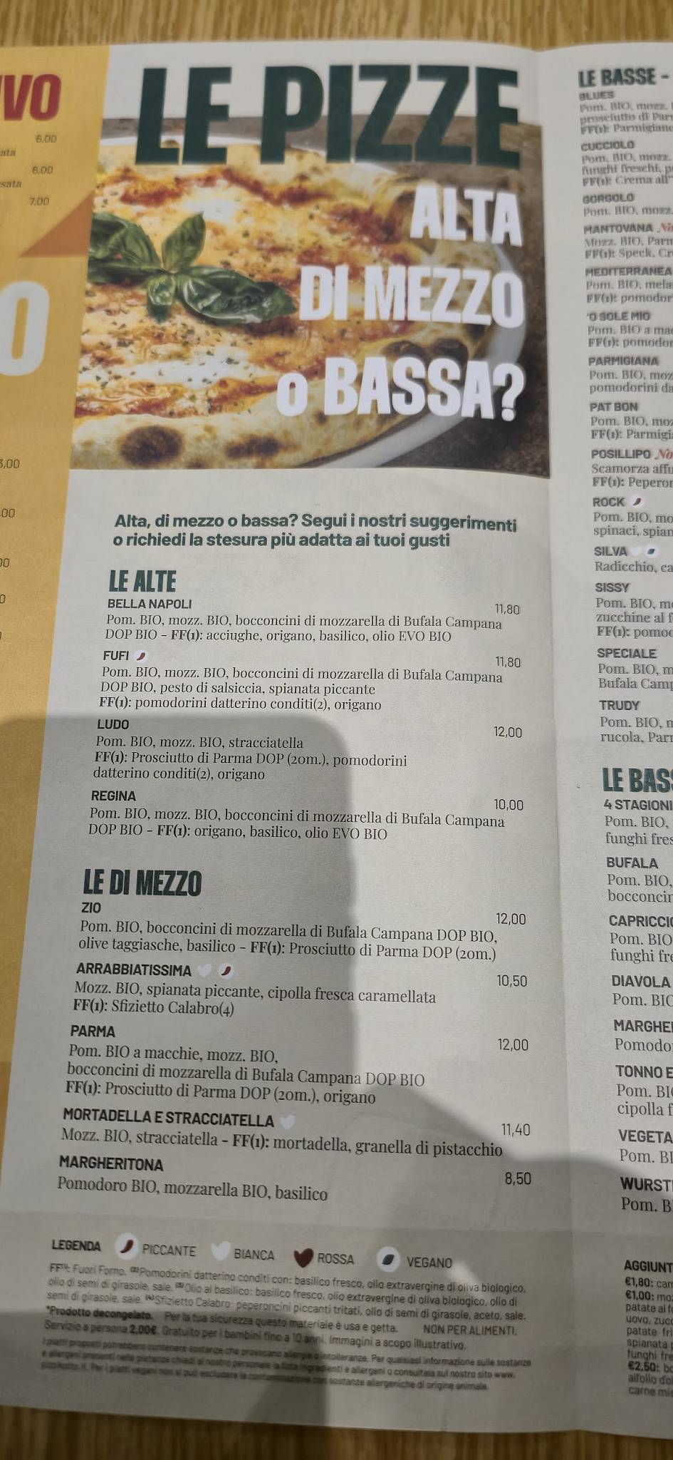 Menu di Pizzikotto - Pizzeria & Lifferia - Verona 