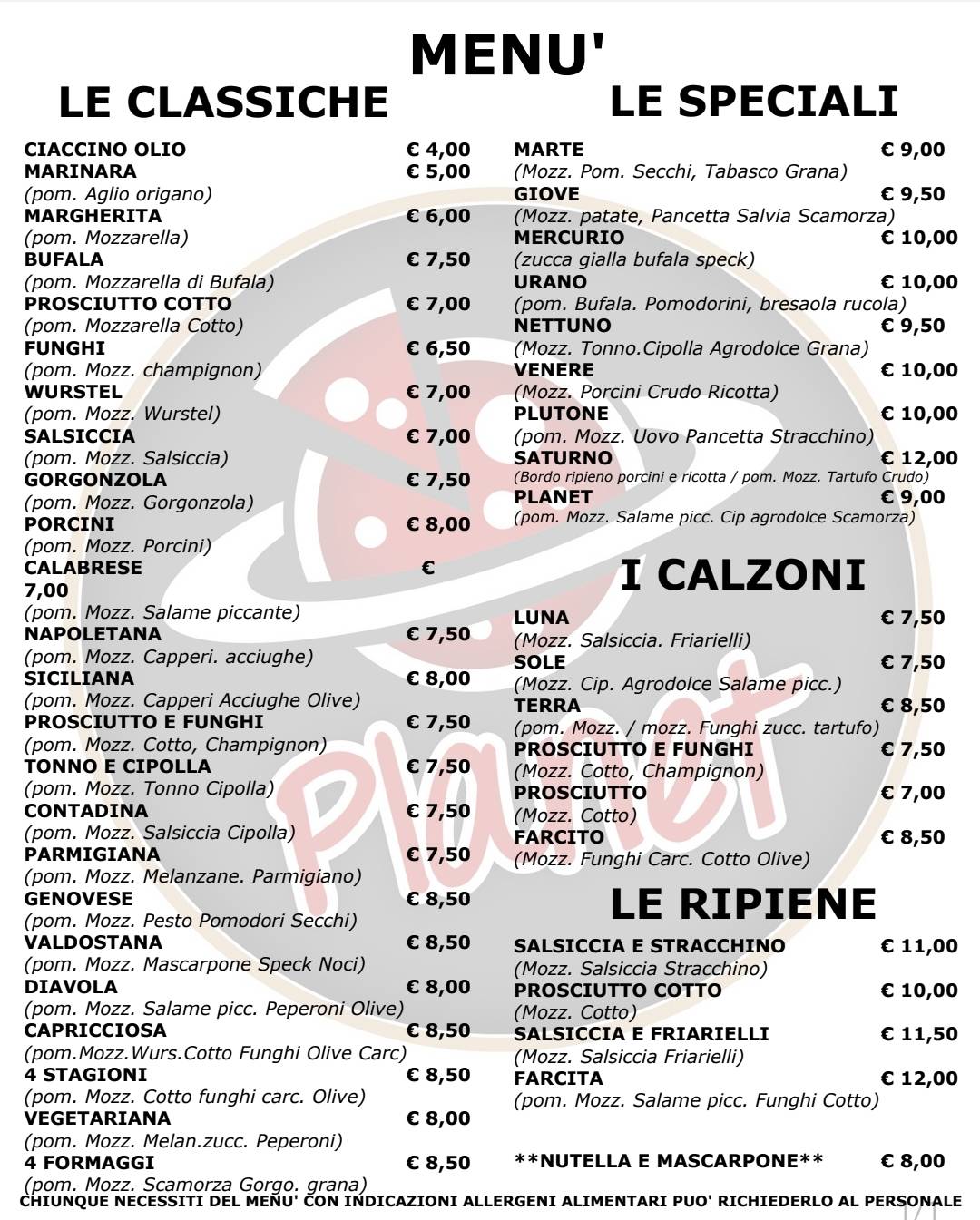 Menu di Planet 
