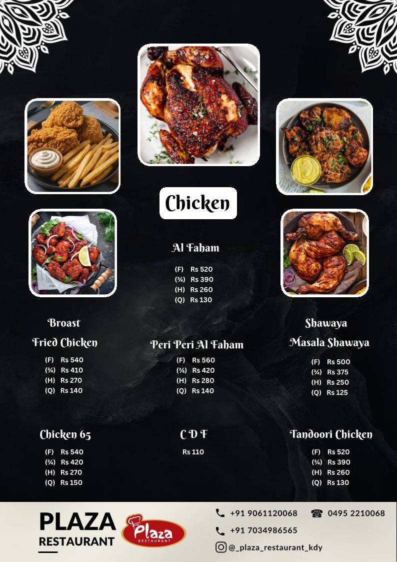 Plaza Restaurant, Koduvally menu