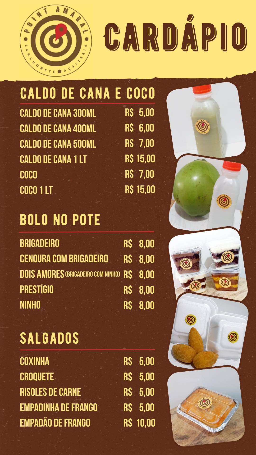 Point Amaral Lanchonete e Acaiteria cardápio