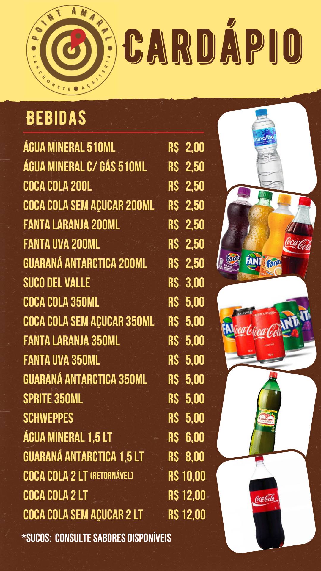 Point Amaral Lanchonete e Acaiteria cardápio