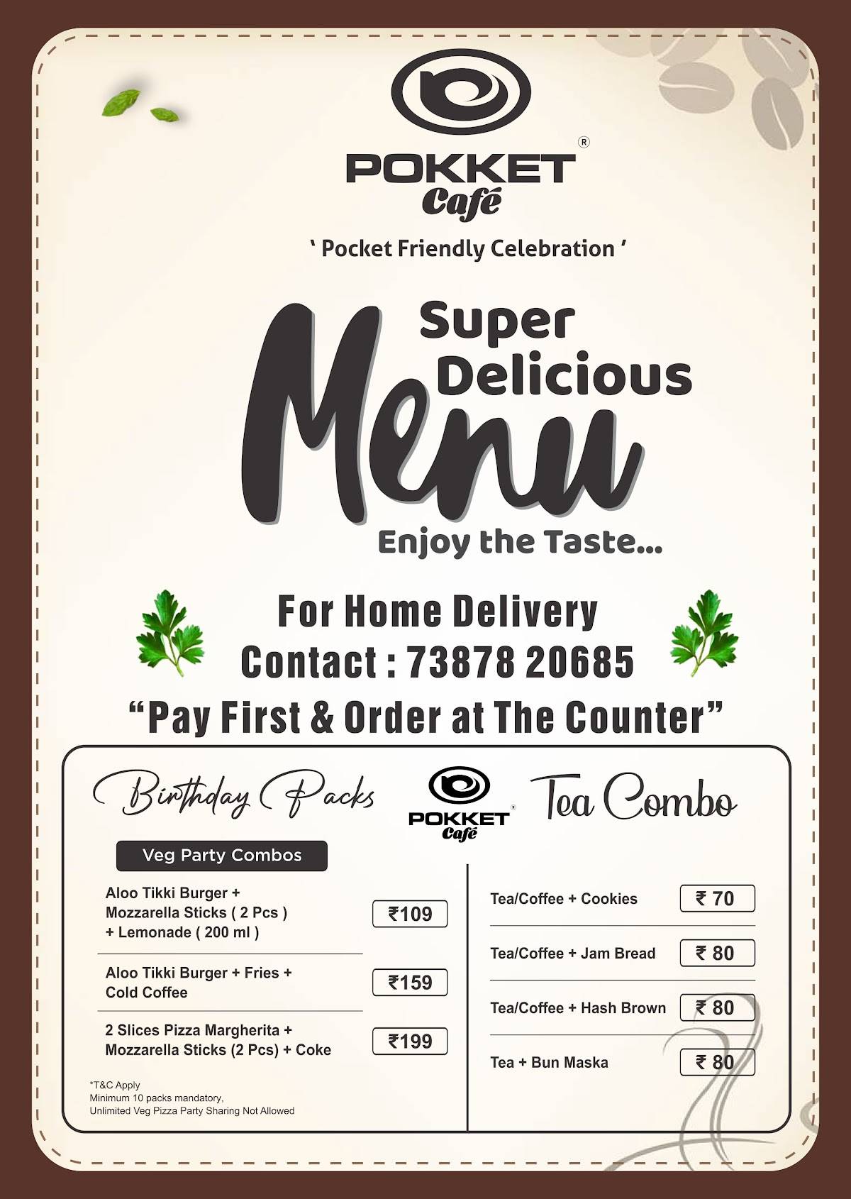 Pokket Café Karad [Biggest Café In Karad] menu