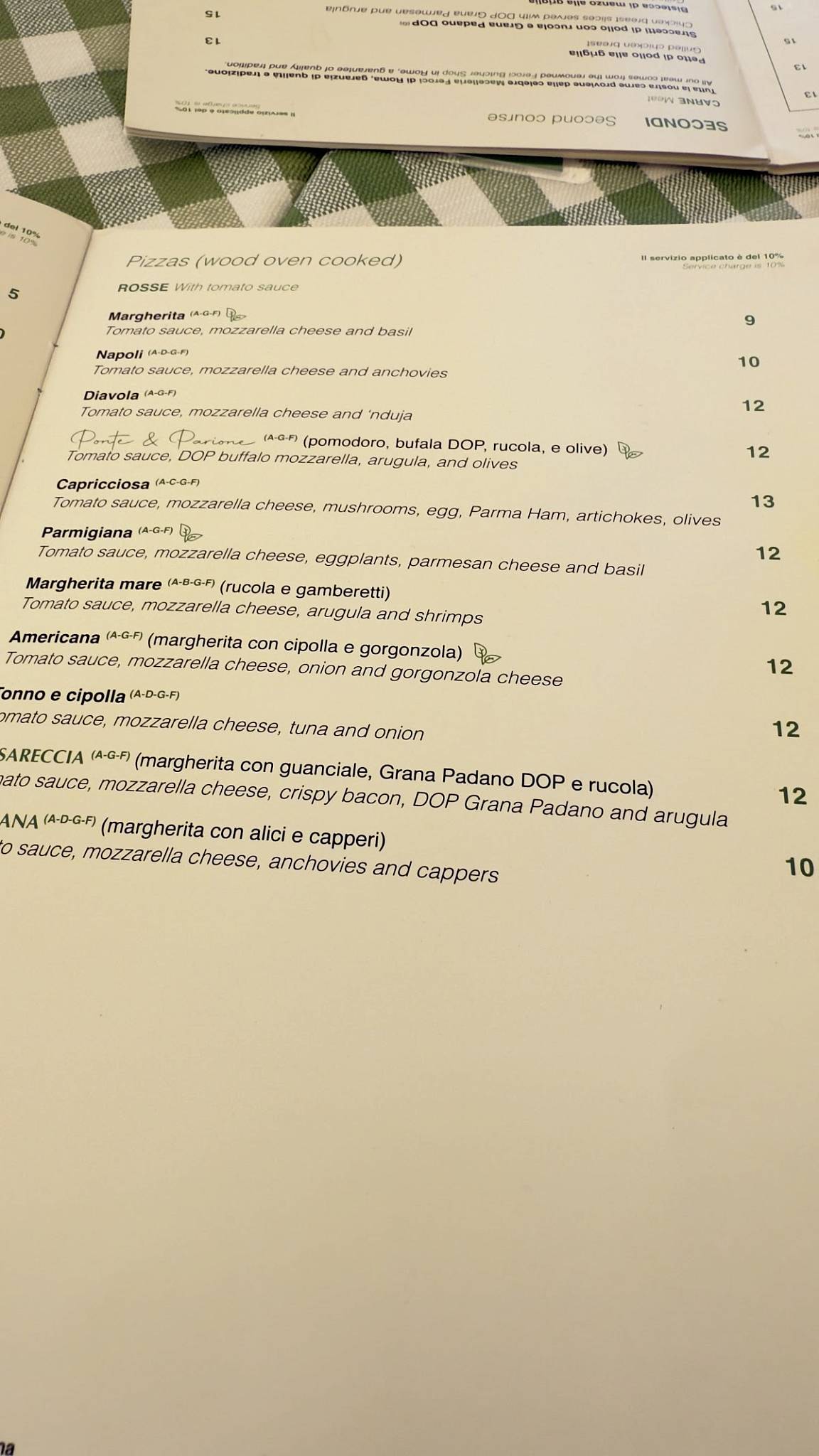 Menu de Ponte e Parione - Ristorante Piazza Navona