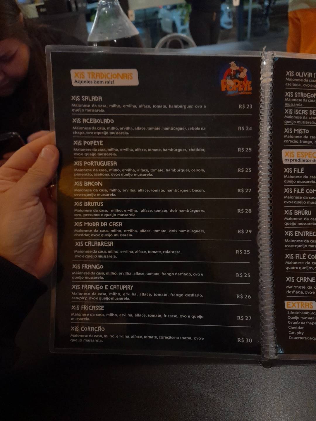 Popeye Lanches cardápio