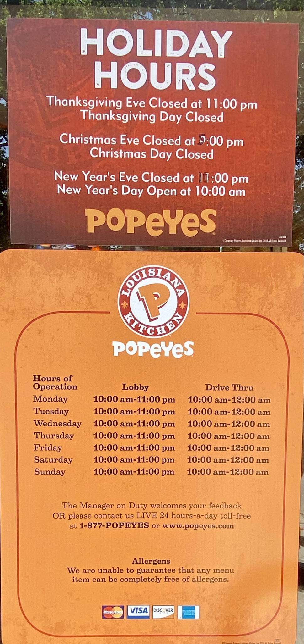 Menu at Popeyes Louisiana Kitchen fast food, Zion Crossroads