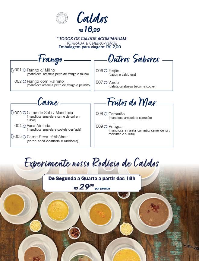 Potiguar Caldos cardápio