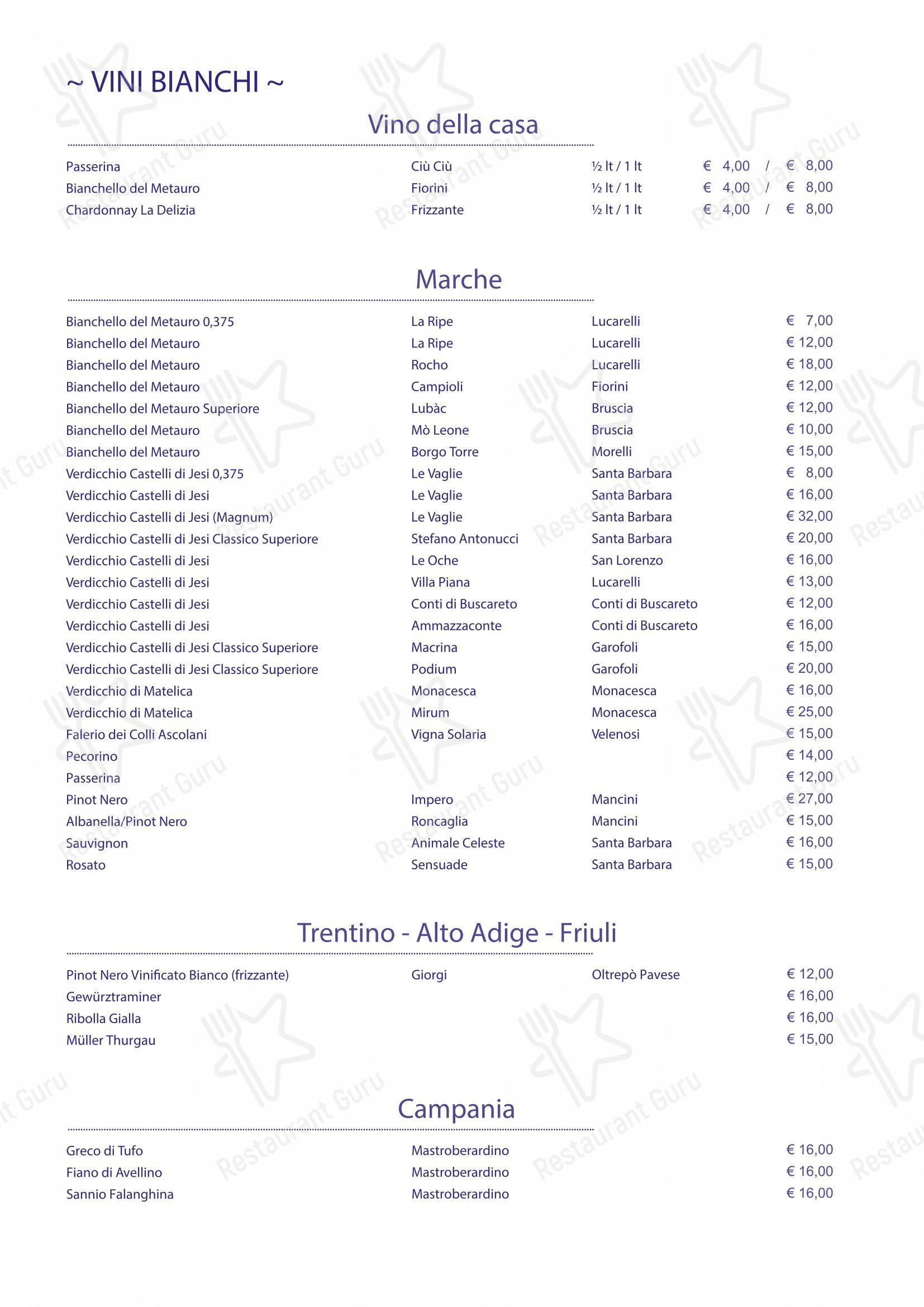 Primasecca Sea Sand in Ancona - Menu