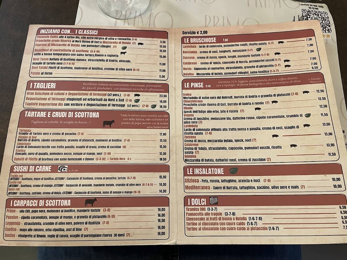 Menu di Primo Urban Bistrot - Cruderia Pinseria 