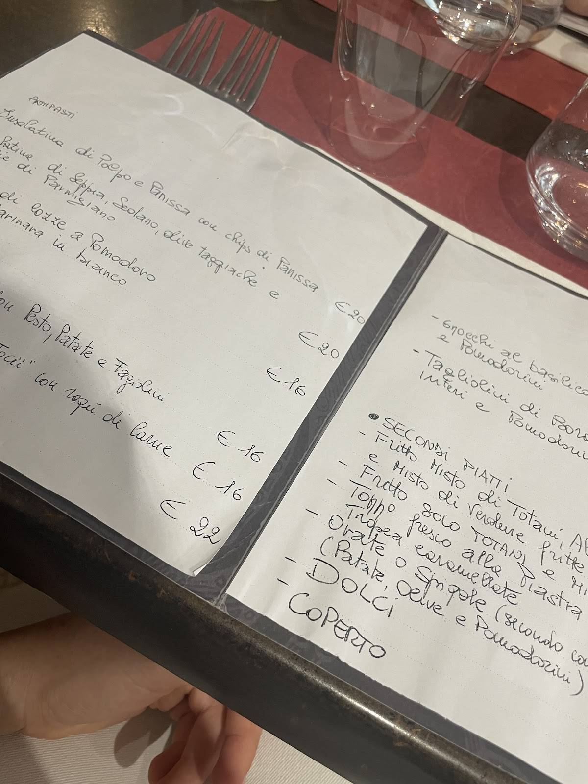Menu di Promesse da Marinaio 