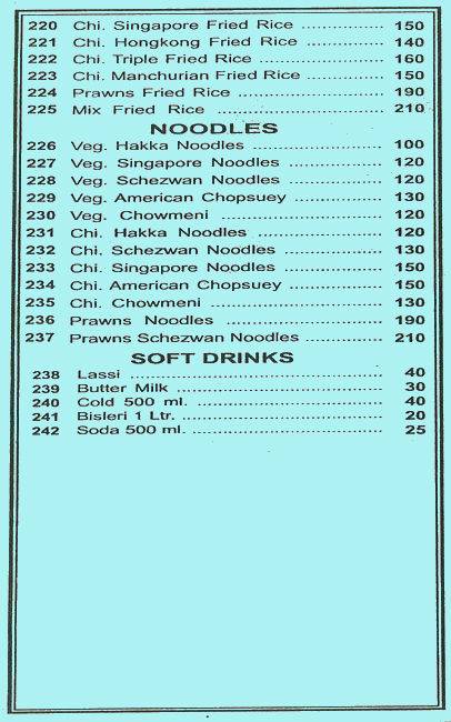 Avenue Family Restaurant And Bar menu