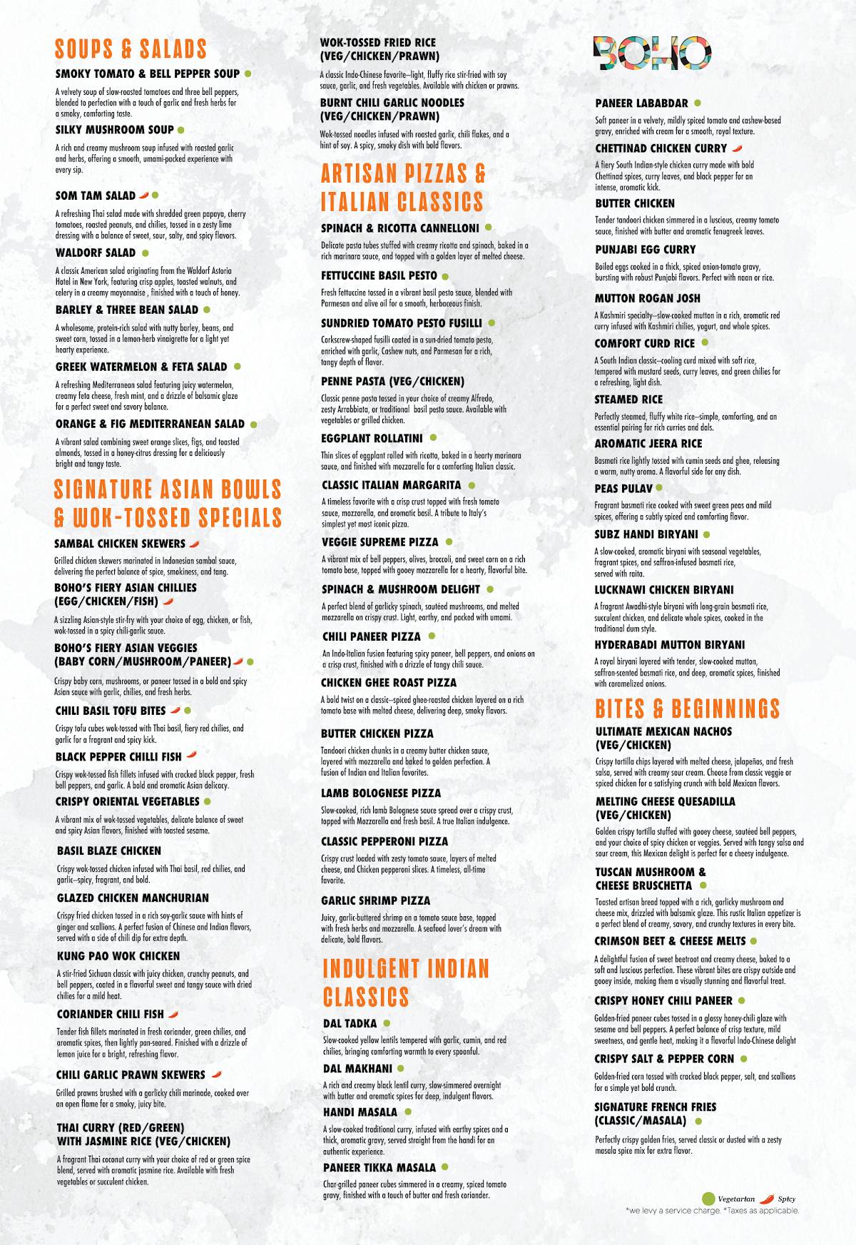 BOHO Koramangala menu