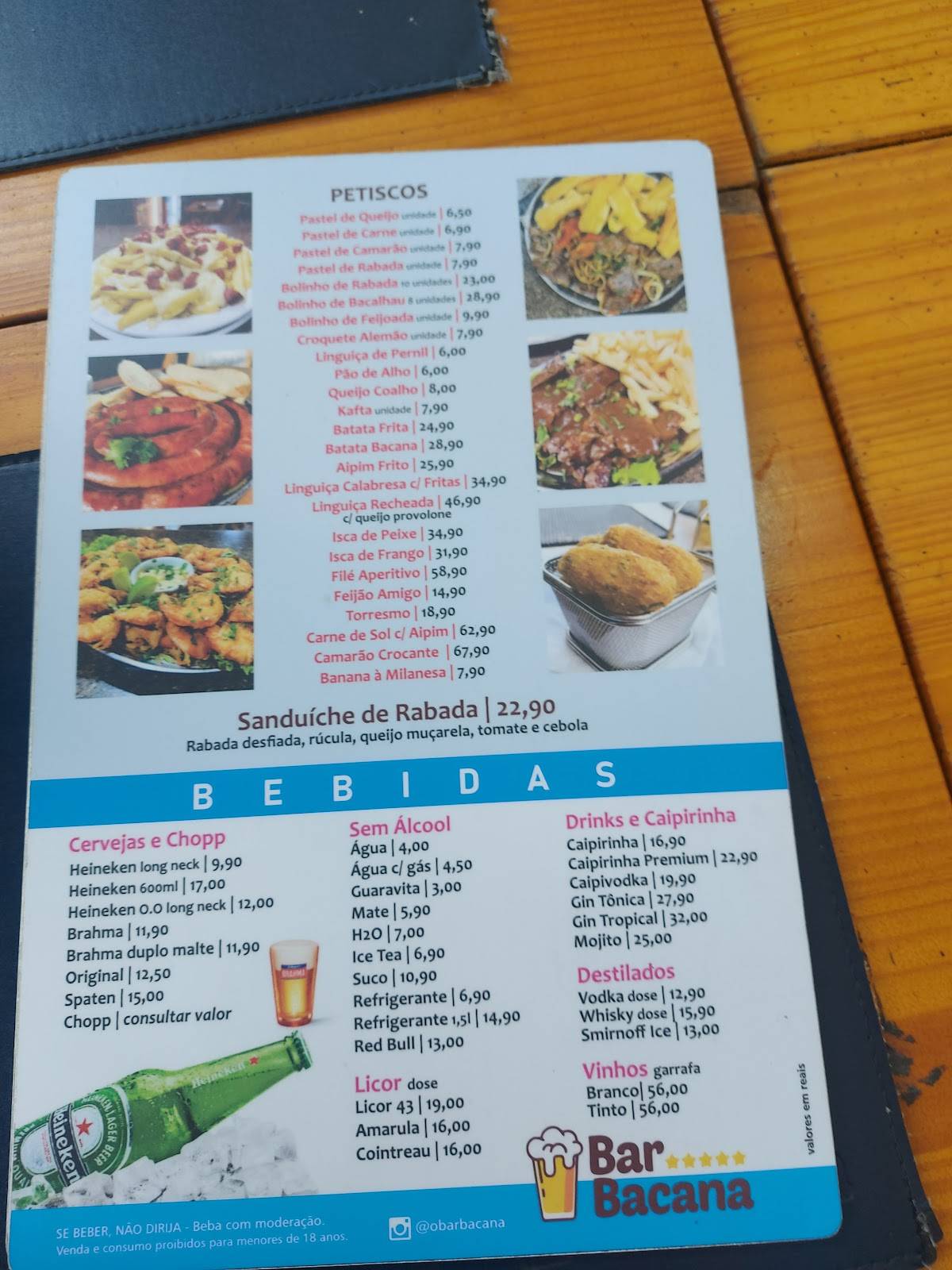 Bar Bacana cardápio