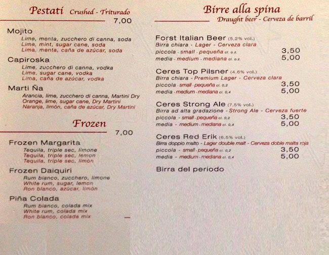 Menu di Bar Belli 