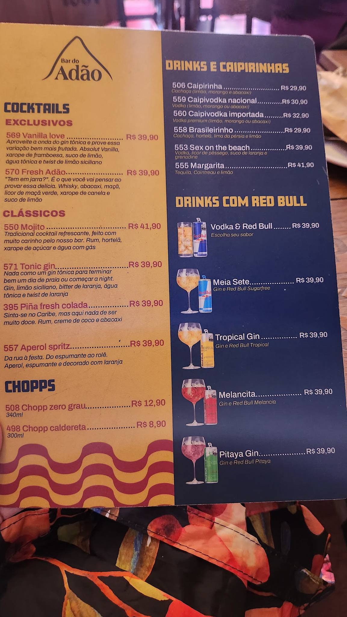 Bar do Adão - Barra-Olegário cardápio