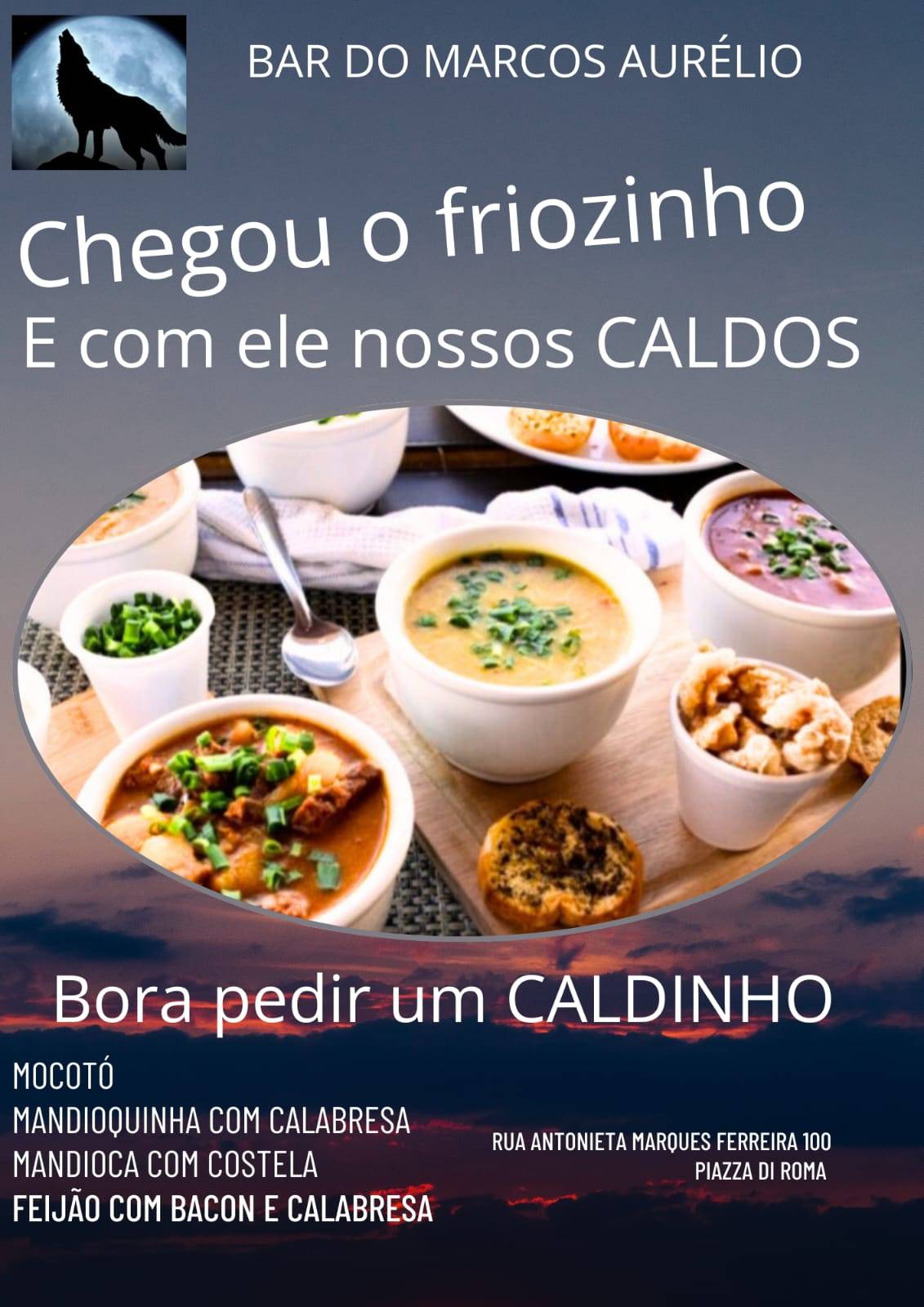 Bar e espetaria do Marcos Aurélio cardápio